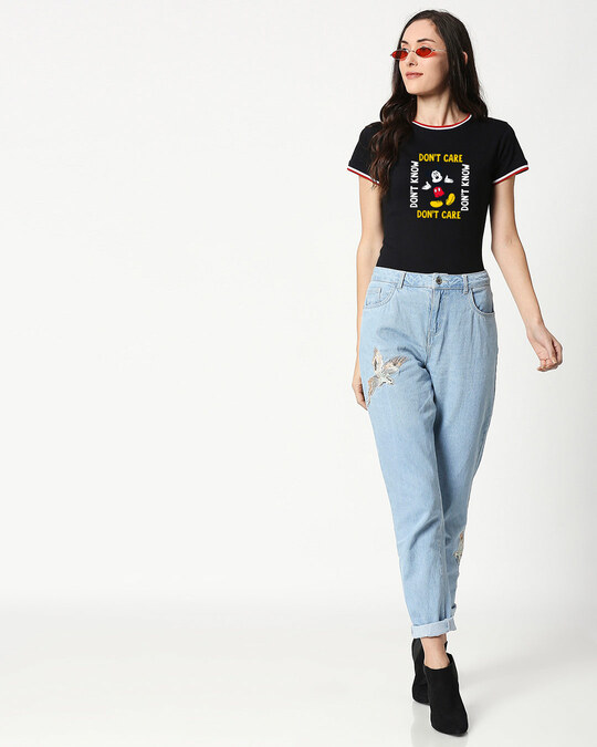 Shop Don't Care Mickey Crewneck Varsity Rib H/S T-Shirt (DL) Multicolor-Design