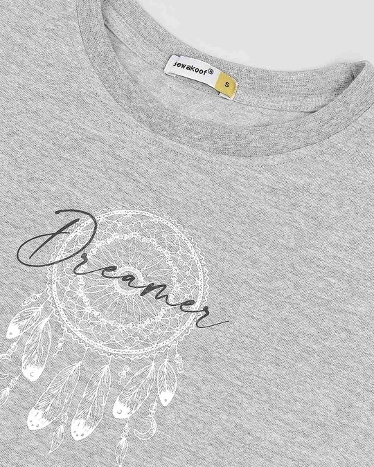 Shop Dream Catcher Womens Printed Grey Lounge T-Shirt
