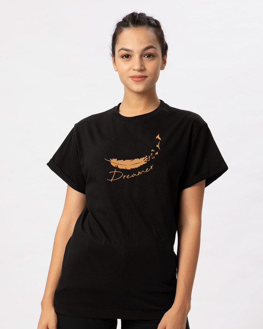 Shop Dream Feather Boyfriend T-Shirt-Front