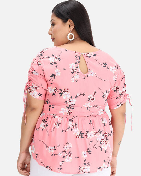 Shop DRY STATE - BEYOUND SIZE Casual Floral Print Women Pink White Black Top