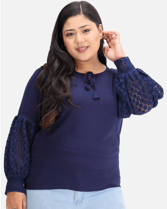 Shop DRY STATE - BEYOUND SIZE Casual Solid Women Blue Top
