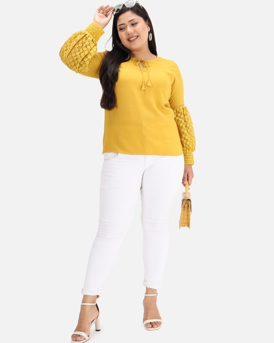 Shop DRY STATE - BEYOUND SIZE Casual Solid Women Yellow Top-Design