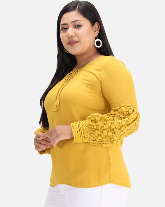 Shop DRY STATE - BEYOUND SIZE Casual Solid Women Yellow Top