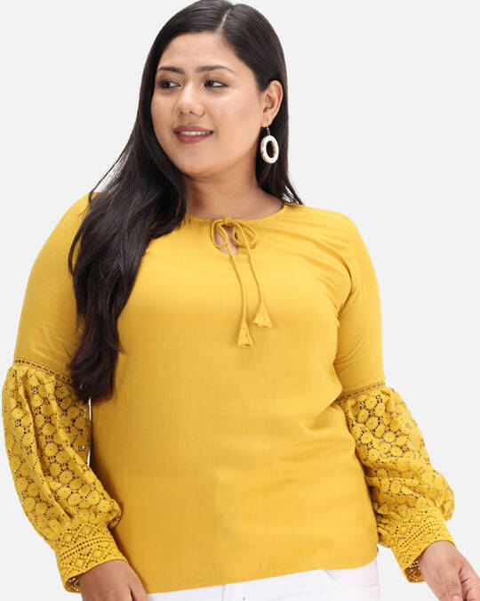 Shop DRY STATE - BEYOUND SIZE Casual Solid Women Yellow Top