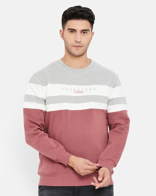 Shop Men's Grey Colorblock Regular Fit Sweatshirt-Front