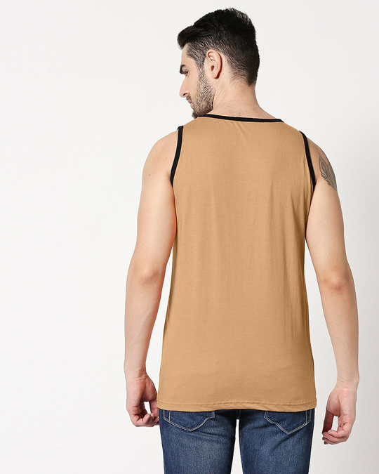Shop Dusty Beige Contrast Binding Round Neck Vest-Design