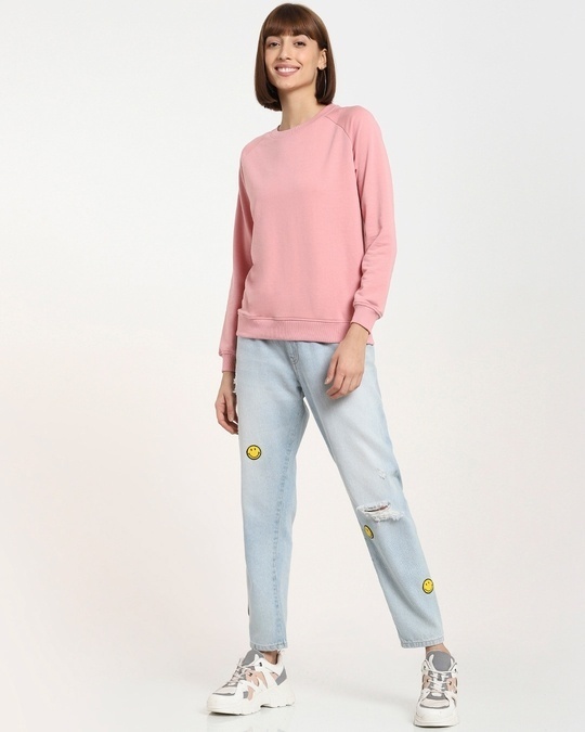 Shop Dusty Pink Plus Size Solid Sweatshirt-Full