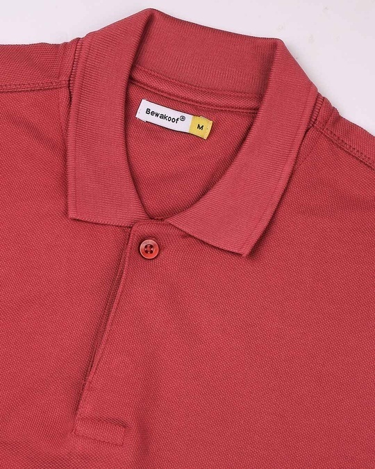 Shop Earth Red Half Sleeve Contrast Polo