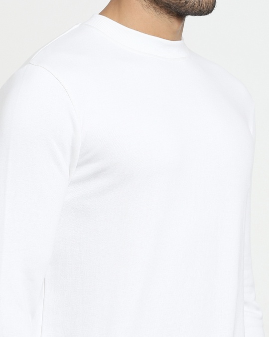 Shop Men's Solid White Winter Sweatshirt