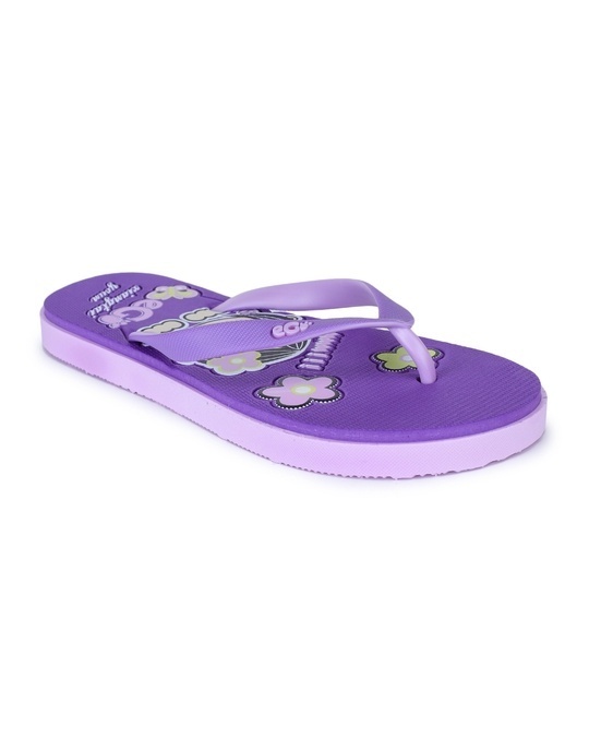Shop Women Purple Printed Synthetic Slippers & Flip Flops-Back