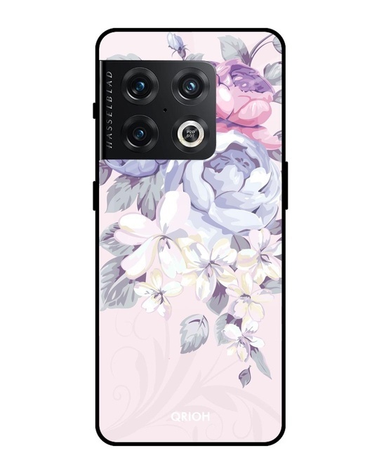 Shop Elegant Floral Printed Premium Glass Cover for OnePlus 10 Pro (Shock Proof, Lightweight)-Front