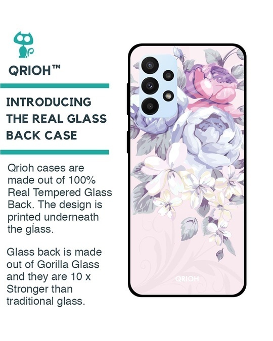 Shop Elegant Floral Printed Premium Glass Cover for Samsung Galaxy A23 (Shockproof, Light Weight)-Back