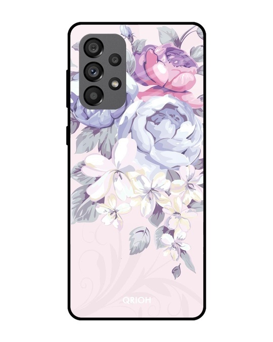 Shop Elegant Floral Printed Premium Glass Cover for Samsung Galaxy A73 5G (Shockproof, Light Weight)-Front