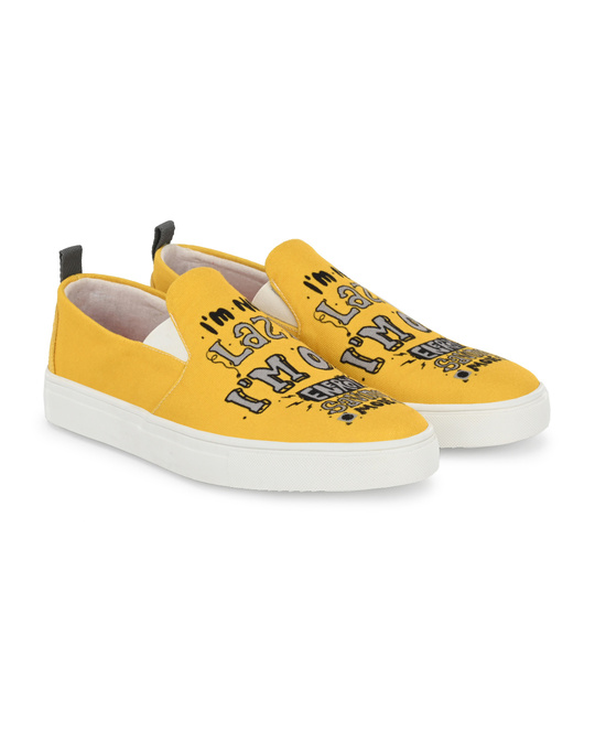 Buy Men's Yellow Polycanvas Printed SlipOn Sneaker Online in India at
