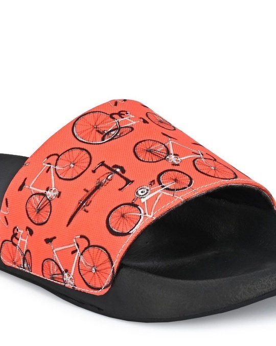 Shop Men Orange & Black Cycle Sliders