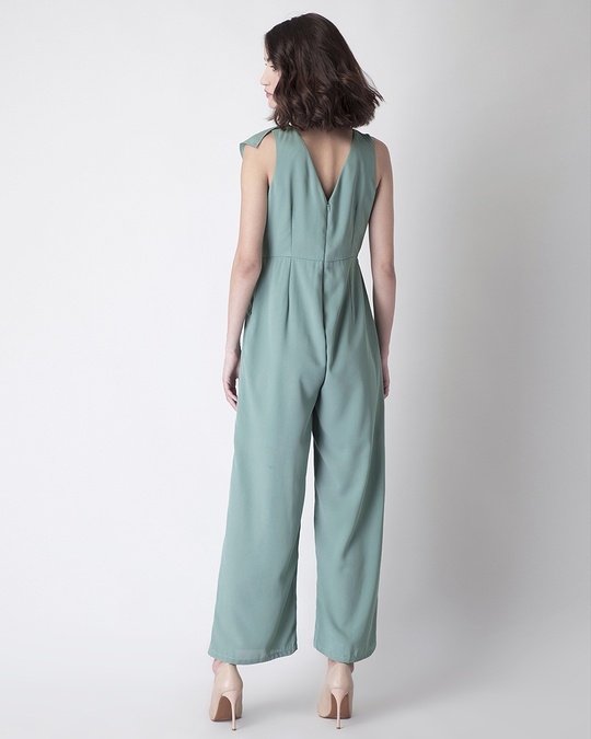 Buy FABALLEY Green Womens Teal Striped Strappy Jumpsuit | Shoppers Stop