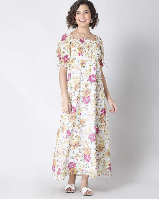Buy FabAlley Peach Floral Wrap Maxi Dress Online at Bewakoof