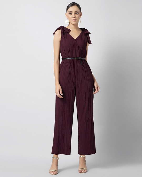 Buy FabAlley Pink Leopard Print Puff Sleeve Belted Jumpsuit Online at  Bewakoof