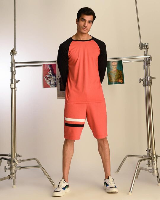 Shop Fiery Stripes Men's Sports Trim Shorts-Front