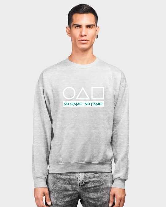 Shop Men's Grey "Shapes & Stars No Game No Fame" Sweatshirt-Front