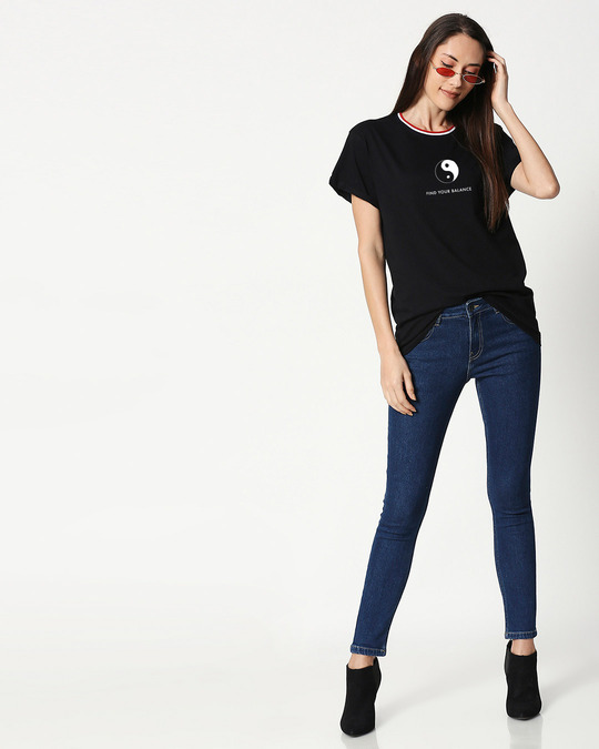 Shop Find Your Balance  Boyfriend Varsity Rib H/S T-Shirt Multicolor-Design