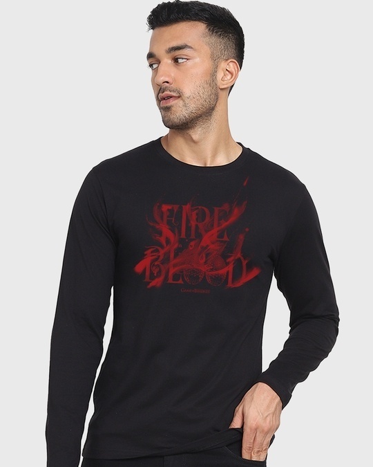 Buy Men's Black Fire & Blood Typography T-shirt for Men black Online at ...
