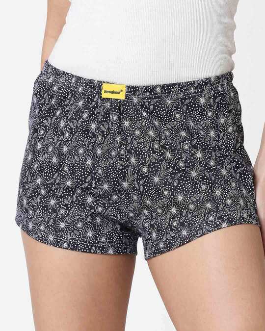 Buy Floral Pattern Blue Knitted Boxers for Women blue Online at Bewakoof