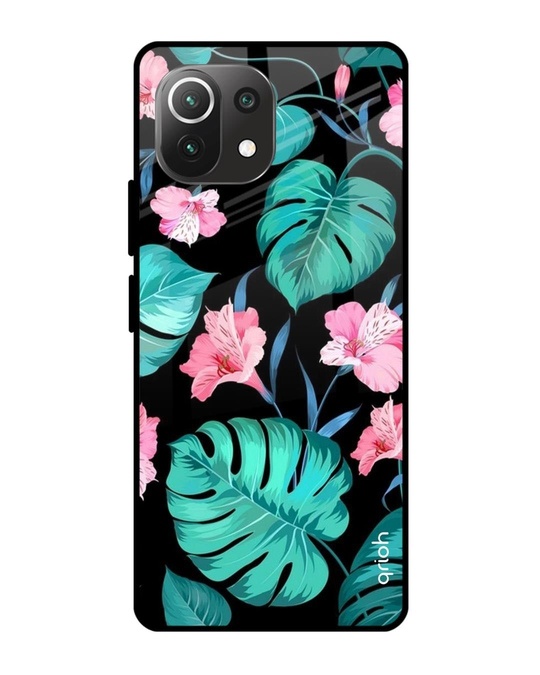 Shop Floral Printed Premium Glass Cover for Mi 11 Lite (Shock Proof, Lightweight)-Front