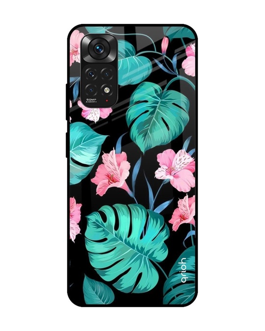 Shop Floral Printed Premium Glass Cover for Redmi Note 11 (Shock Proof, Lightweight)-Front