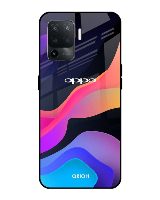Shop Fluid Printed Premium Glass Cover for Oppo F19 Pro (Shock Proof, Lightweight)-Front