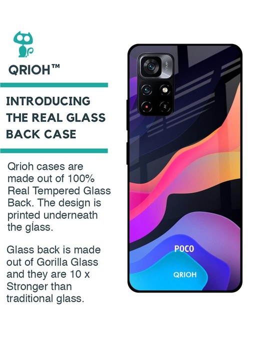 Shop Fluid Printed Premium Glass Cover for Poco M4 Pro 5G (Shock Proof, Lightweight)-Back