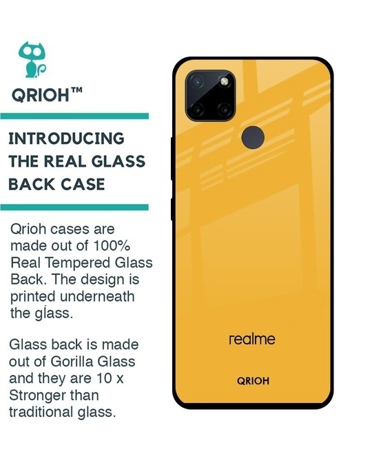 Shop Fluorescent Yellow Premium Glass Cover for Realme C21Y (Shockproof, Light Weight)-Back