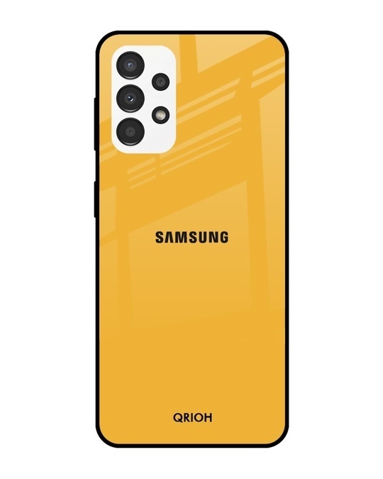 Shop Fluorescent Yellow Printed Premium Glass Cover for Samsung Galaxy A13 (Shockproof, Light Weight)-Front