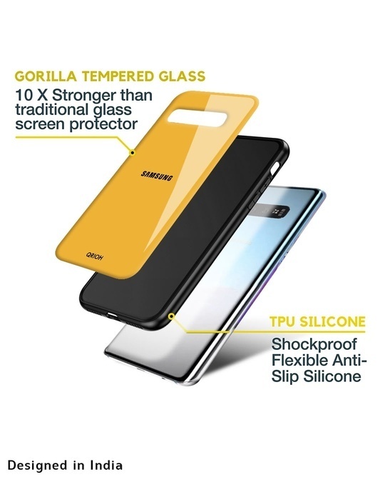 Shop Fluorescent Yellow Printed Premium Glass Cover for Samsung Galaxy A13 (Shockproof, Light Weight)-Design
