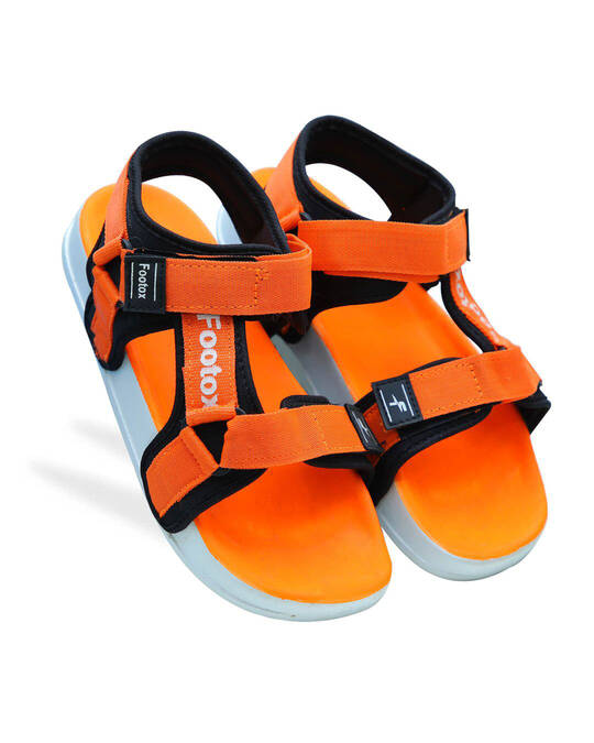 Shop Orange Comfort Sandals For Men-Front