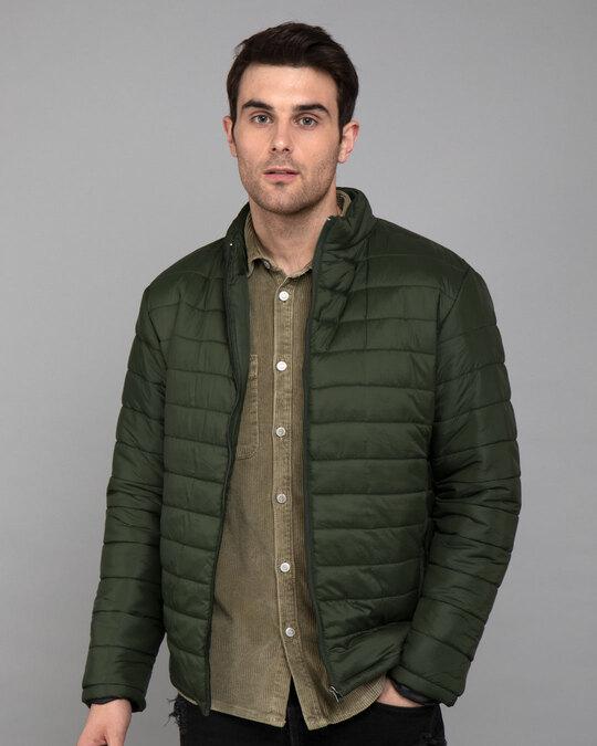Buy Forest Green Plain Full Sleeve Jacket For Men Online India ...