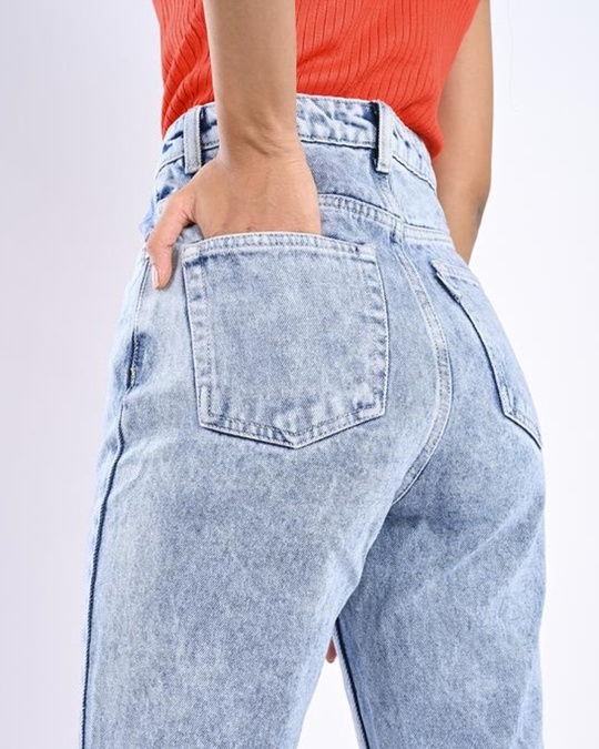 Shop Women Blue Solid Flared Jeans