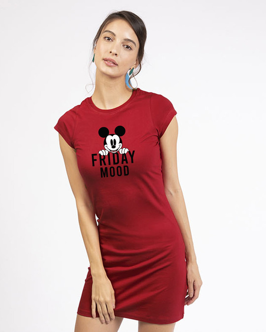 Shop Friday Mickey Cap Sleeve Printed T-Shirt Dress (DL)-Front