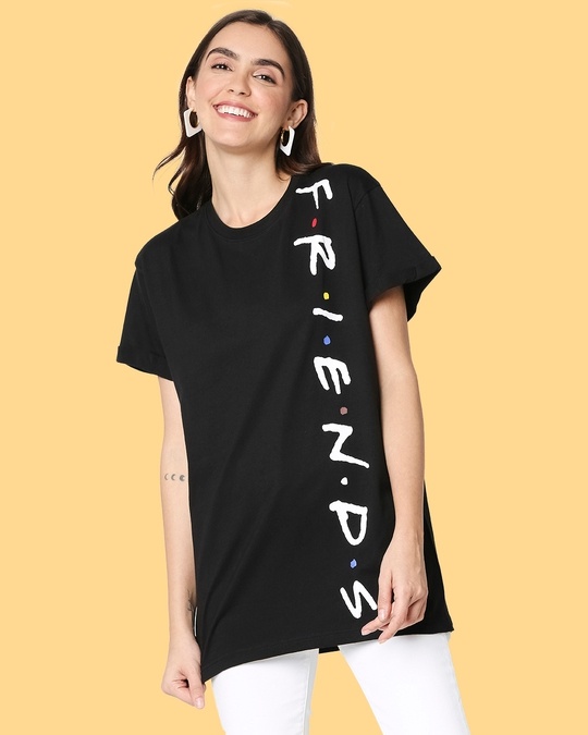 Shop Friends Black Hyper Print Boyfriend T-Shirt (FRL) Black-Front