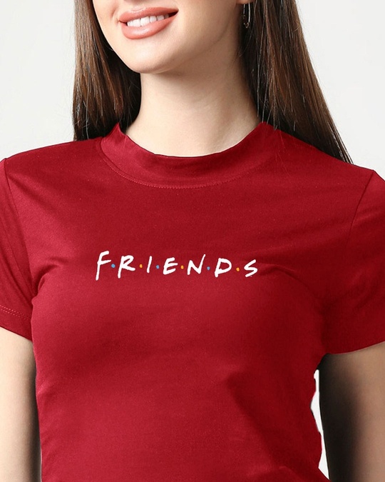 Shop Friends logo (FRL) Women's Printed Red Snug Blouse-Front