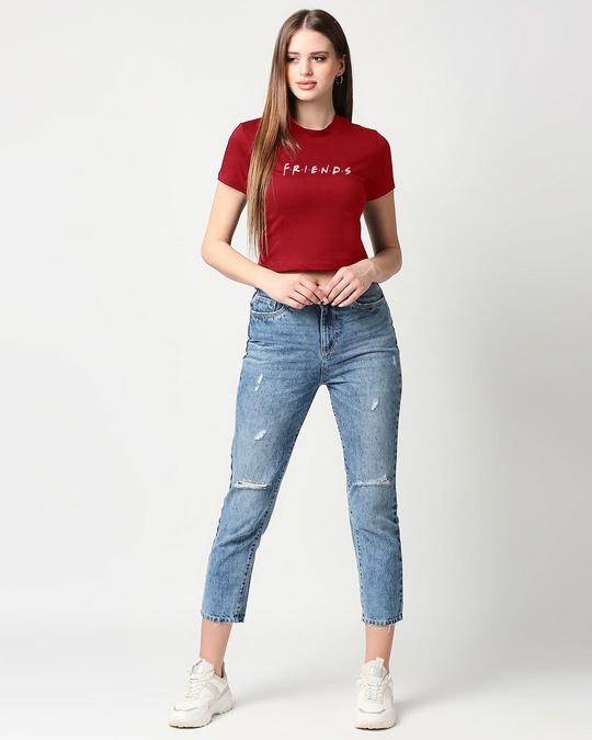 Shop Friends logo (FRL) Women's Printed Red Snug Blouse-Full
