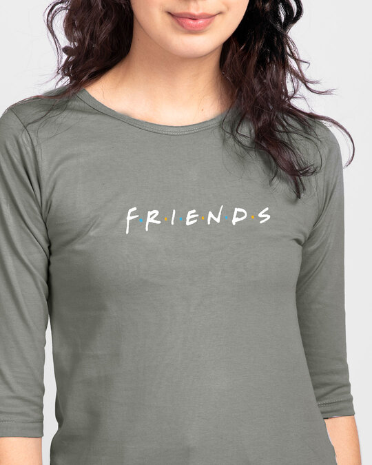 Shop Friends Logo 3/4 Sleeve Slim Fit T-shirt (FRL)-Front