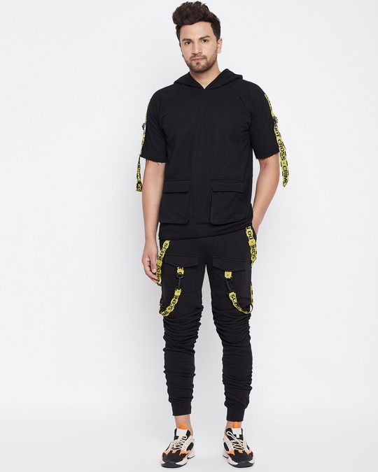Shop Men's Black Regular Fit Sweatshirt & Jogger Set-Back