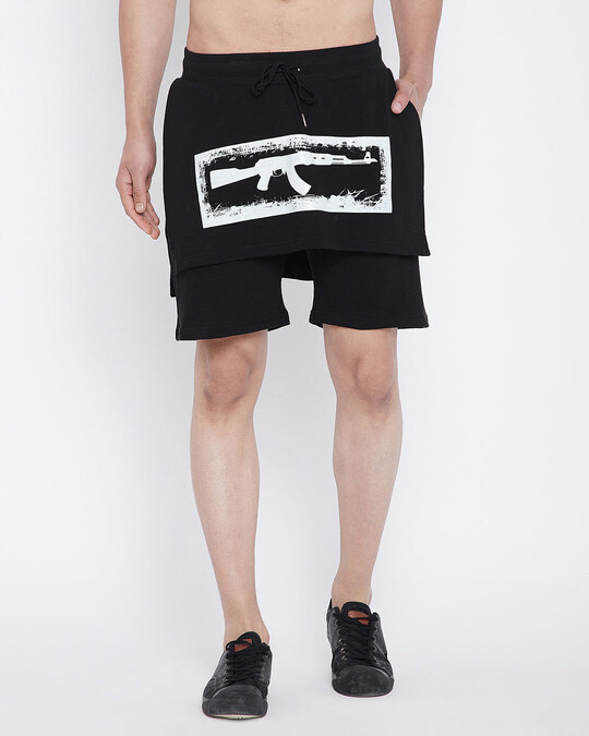 Shop Black Layered Shorts-Front