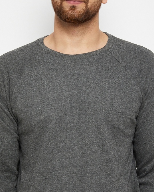 Shop Men's Charcoal Oversized Rose Patched Sweatshirt-Full