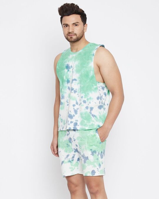 Shop Men's Green Regular Fit T Shirt & Shorts Set-Design