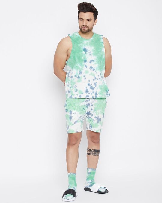 Shop Men's Green Regular Fit T Shirt & Shorts Set-Front