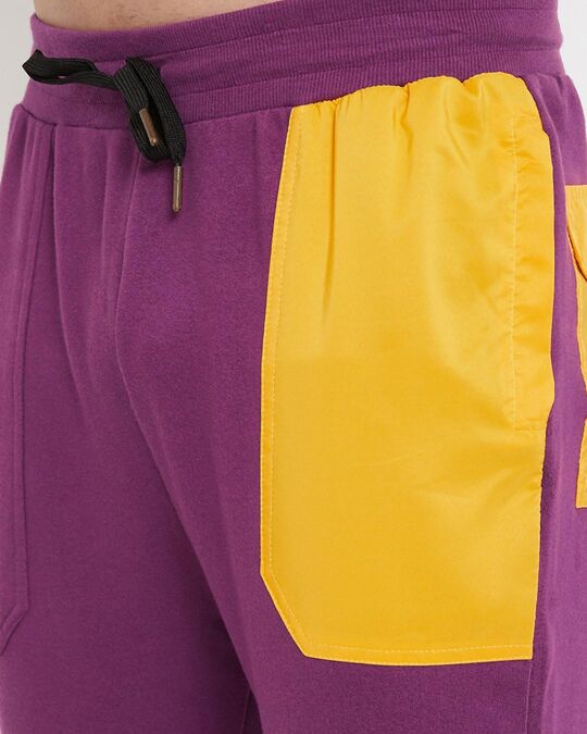 Shop Lilac Yellow Patched Trackpants