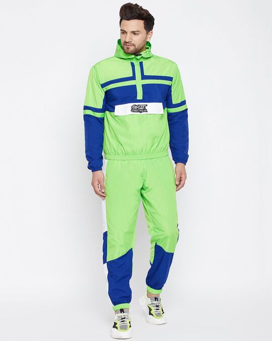 Shop Men's Green Regular Fit Sweatshirt & Jogger Set-Front
