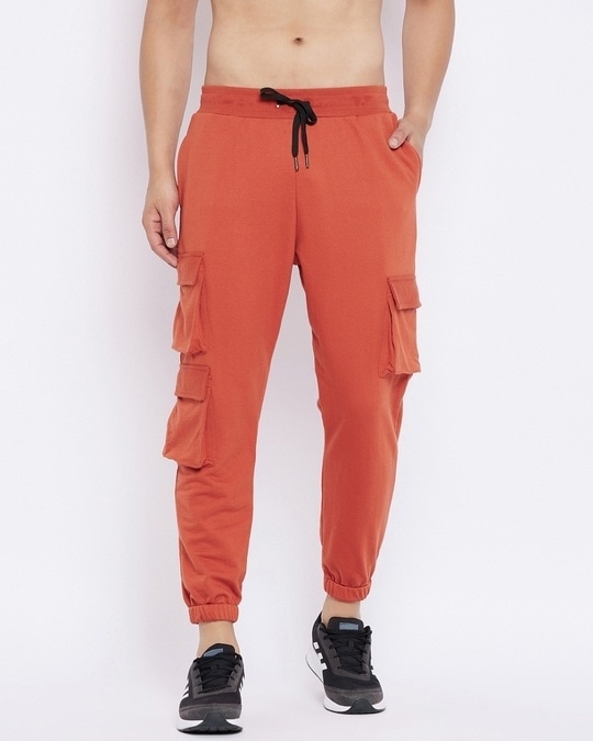 red cargo sweatpants